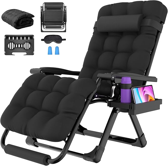 Suteck Oversized Zero Gravity Chair, 29In XL Outdoor Recliner Chair w/Removable by Suteck