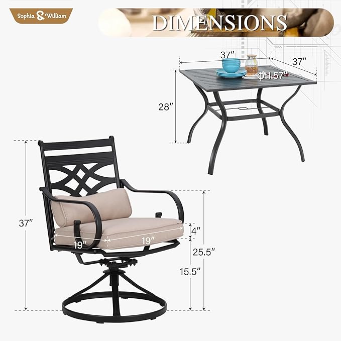 Sophia and William Outdoor Patio Dining Set - Image 7