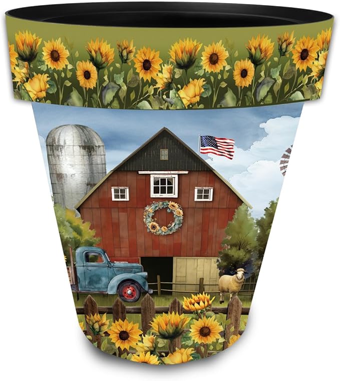 Briarwood Lane Sunflower Barn Large Planter by BriarwoodLane