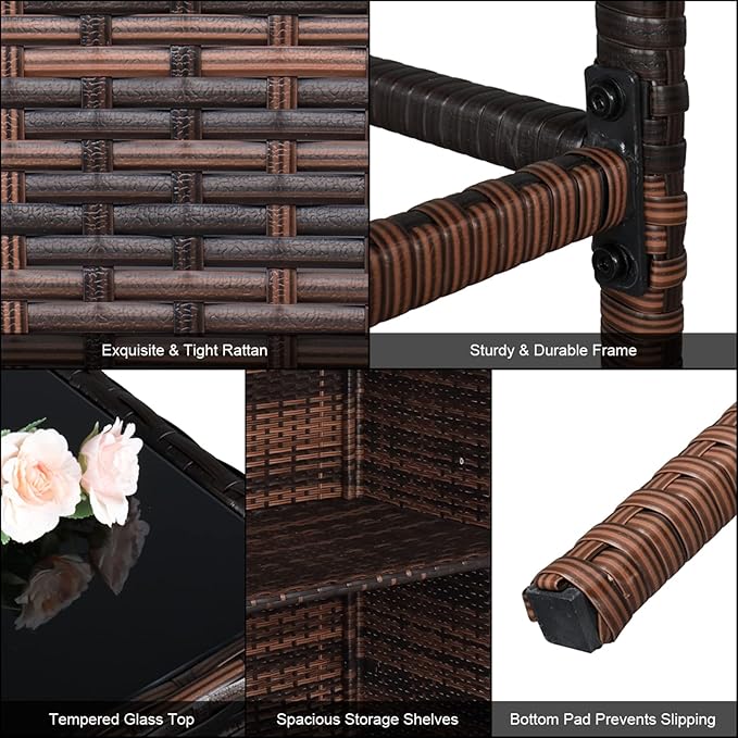 Outvita Wicker Patio Outdoor Bar Set - Image 7