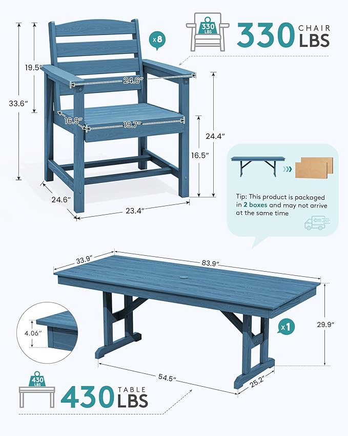SERWALL 9 Piece Outdoor Dining Set - Image 2
