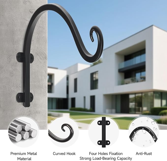 4 Pack 12Inch Plant Hanger, Sturdy Hanging Plant Bracket Hooks Outdoor - Image 4