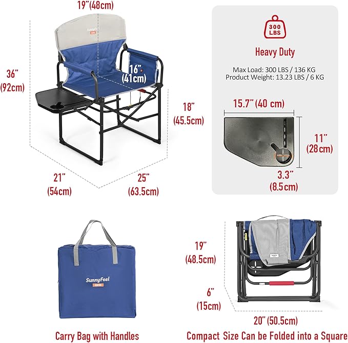 SUNNYFEEL Heated Camping Directors Chair, Heavy Duty, Oversized Portable - Image 2