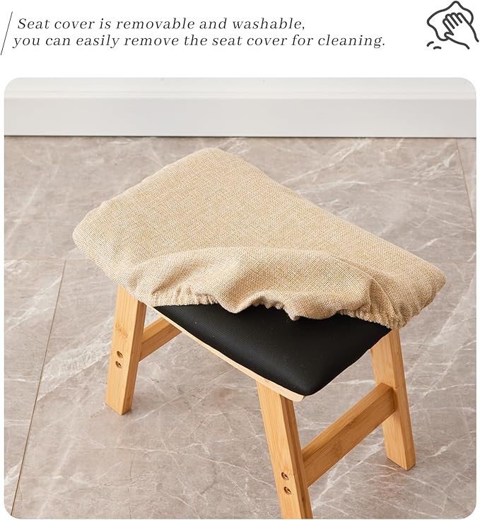 Foot Stool, Bamboo Small Sofa Foot Rest Under Desk, Extra Seating - Image 5