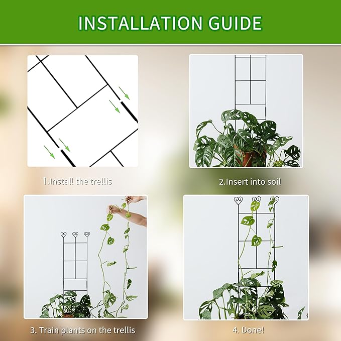 2 Pack 30'' Plant Trellis for Climbing Plants Indoors, Metal Garden Trellis for - Image 4