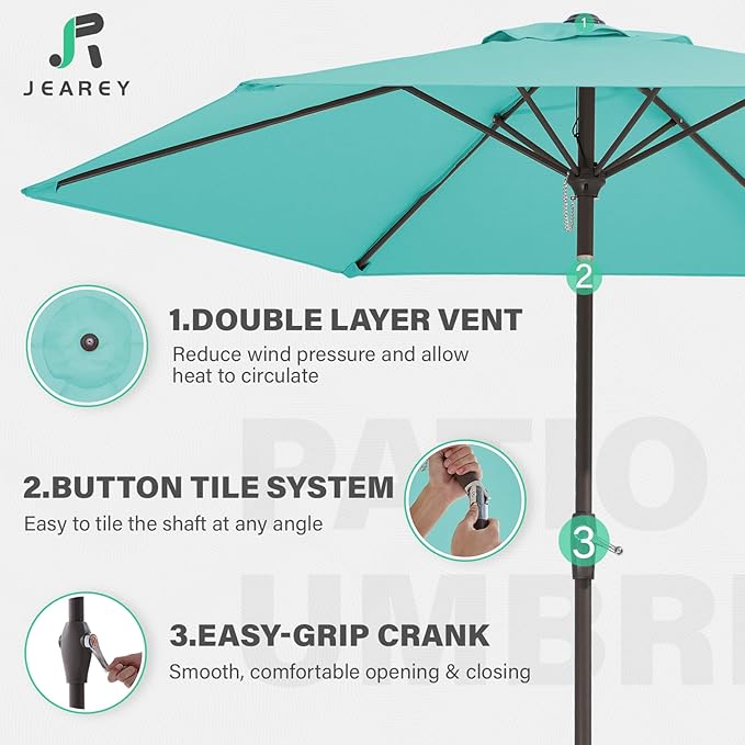 JEAREY 7.5FT Patio Umbrella Market Table Umbrella - Image 3