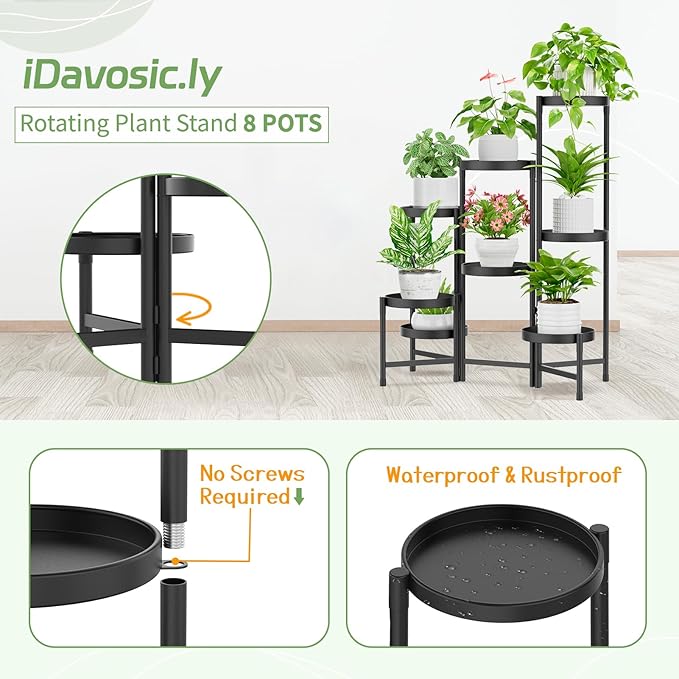 iDavosic.ly Plant Stand Indoor Outdoor, 8 Tier Corner Metal Flower Display - Image 4