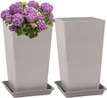 Set of 2 Tall Planter, 21 inch Large Plastic Planter by Neoaider
