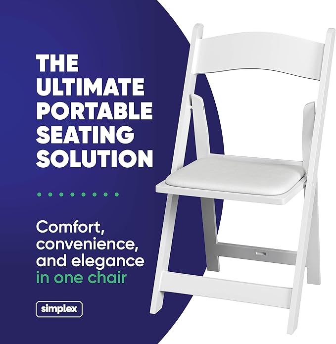 SIMPLEX 4 White Folding Chairs – Resin Stackable Foldable Chairs - Image 3