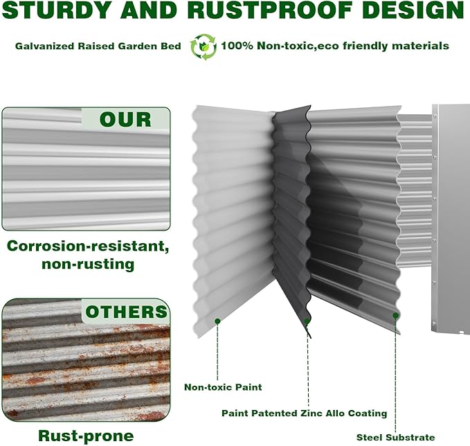 2 Pack 4x2x1.4 ft, Galvanized Steel Raised Garden Bed, Large Metal Planter - Image 4