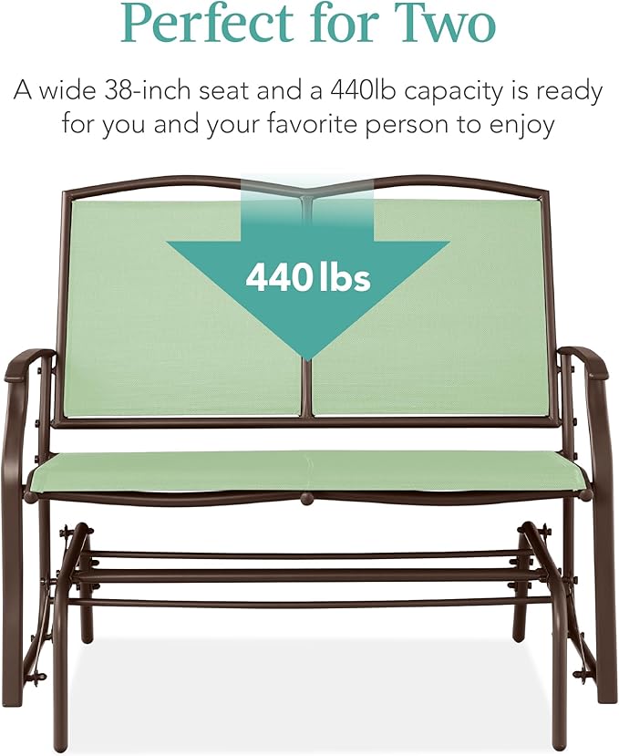 Best Choice Products 2-Person Outdoor Patio Swing Glider Steel Bench Loveseat - Image 6