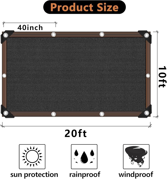 QLOFEI Shade Cloth for Patio, 80-90% Sunblock Shade Sails for Garden Pergola - Image 2