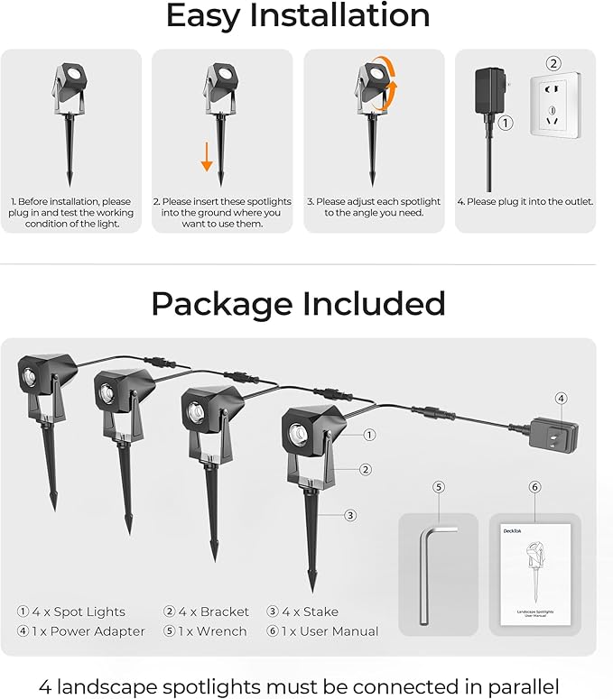 Outdoor Landscape Lighting, 4 Pack Outdoor Spotlights, LED Landscape Lights - Image 8