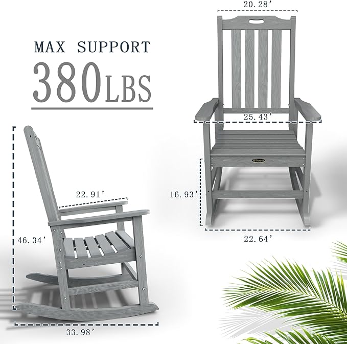Oversized Rocking Chair Set of 2, Outdoor Rocking Chair - Image 3