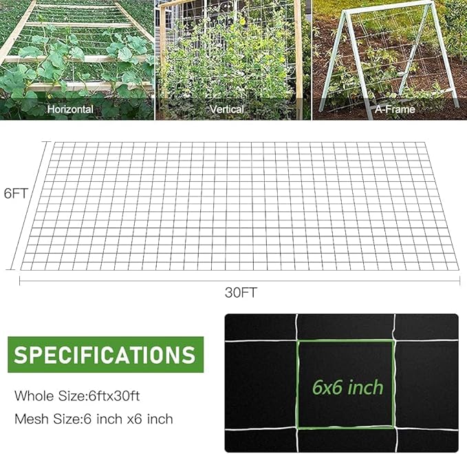 Trellis Netting, CANAGROW Heavy-Duty Garden Plant Trellis Netting - Image 2