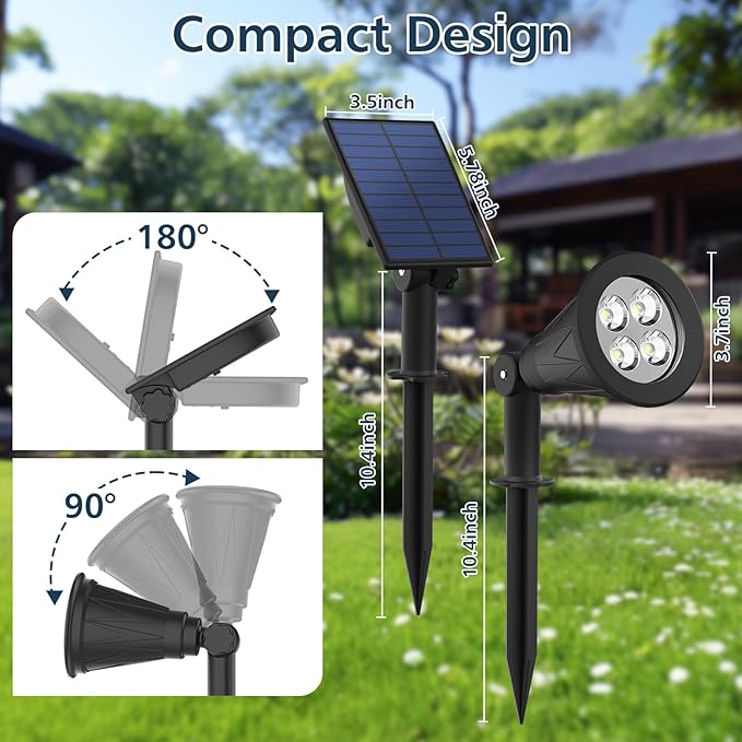 T-SUNUS Christmas Solar Powered LED Spot Light White 6000K, Separated Panel - Image 7