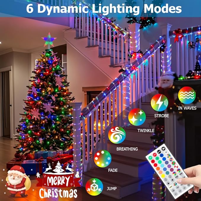 200ft Outdoor Rope Light, IP68 Waterproof 25 Color Changing String Lights - Image 4