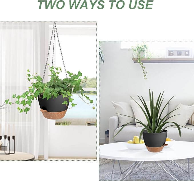 Hanging Planters for Indoor Outdoor Plants, 2 Pack Self Watering Hanging Pot - Image 5