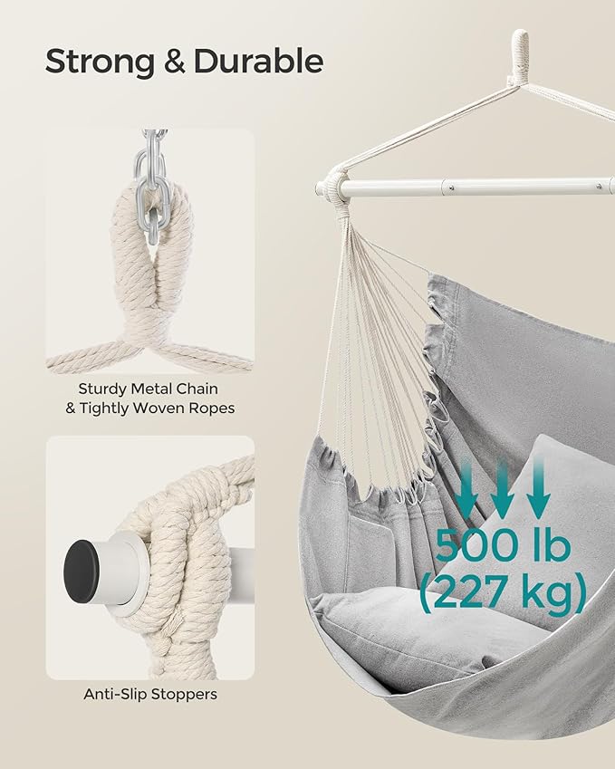 SONGMICS Hammock Chair, Load Capacity 500 lb, Hanging Chair - Image 4