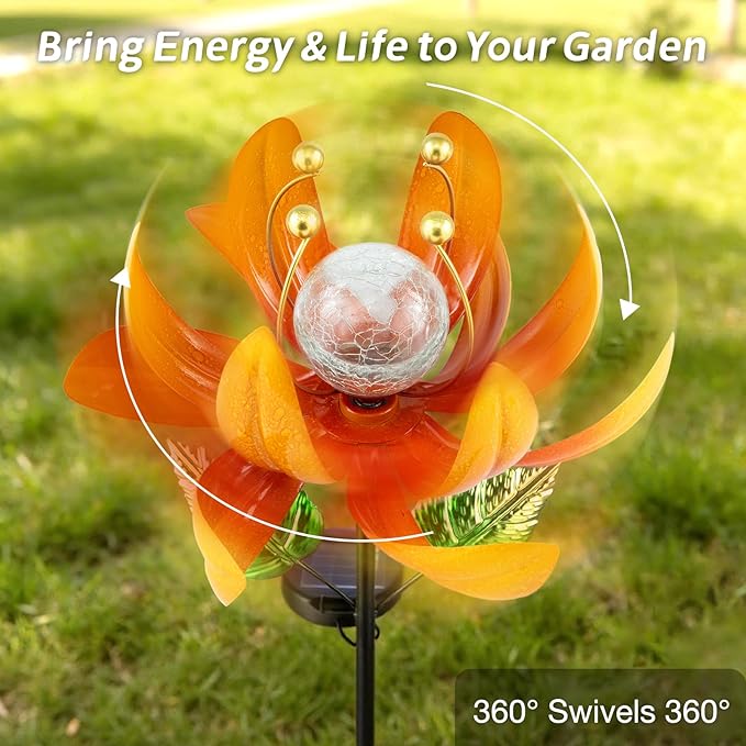 Outdoor Solar Lights Garden Decor, Wind Spinner Yard Decorations - Image 4