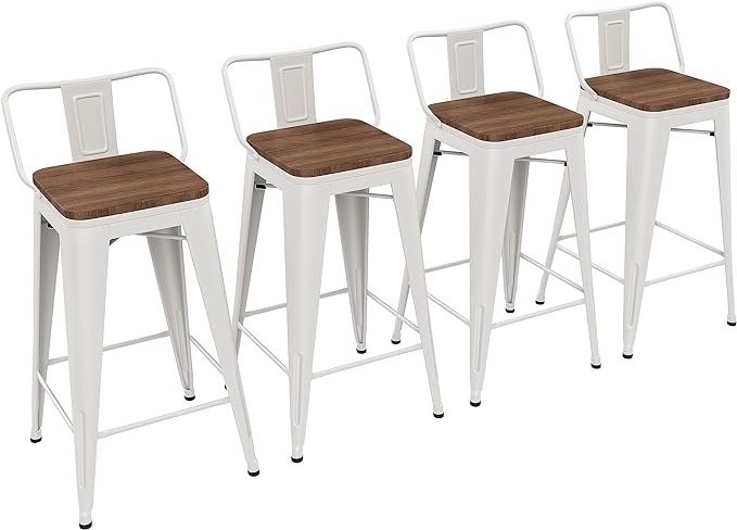 Yongchuang 26 inch Metal Bar Stools Set of 4 Counter Height Barstools Farmhouse by YongchuangInternational