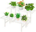 2 Tier Metal Plant Stand Outdoor Indoor, Separated Tiered Outdoor Folding Plant by JSYONII