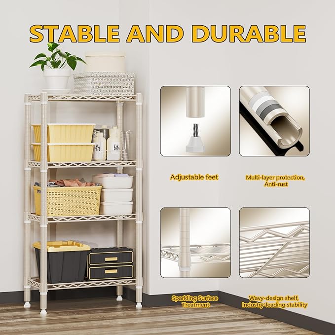 1000 lbs 4-Shelf Standing Storage Shelves Heavy Duty Metal Shelving Unit - Image 7