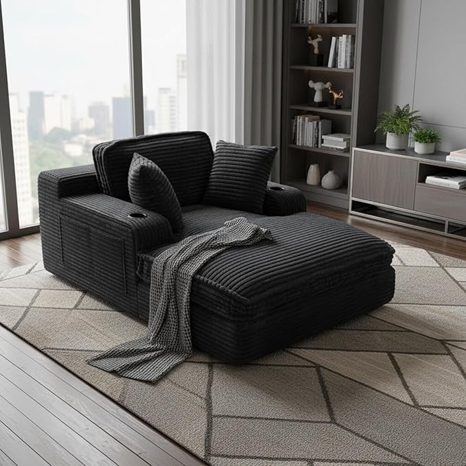 67" Oversized Chaise Lounge Chair Indoor, Soft Boneless Cloud Couch - Image 3