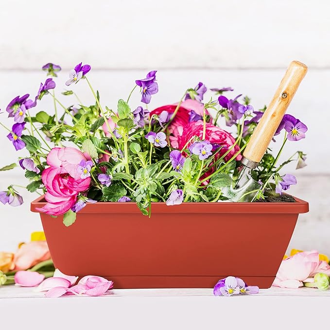 Window Box Planter, 12 Pack Plastic Vegetable Flower Planters Boxes 17 Inches - Image 2