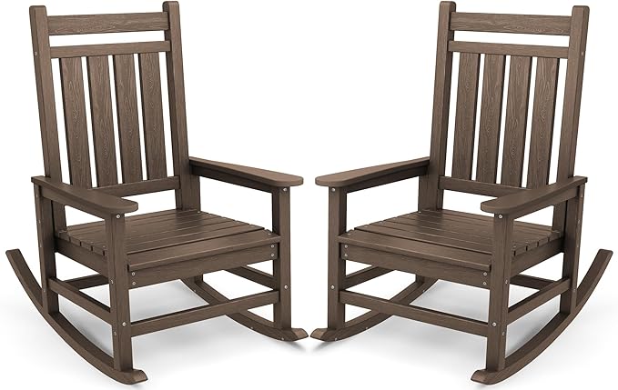 SERWALL Oversized Outdoor Rocking Chair Set of 2, HDPE Rocker by SERWALL