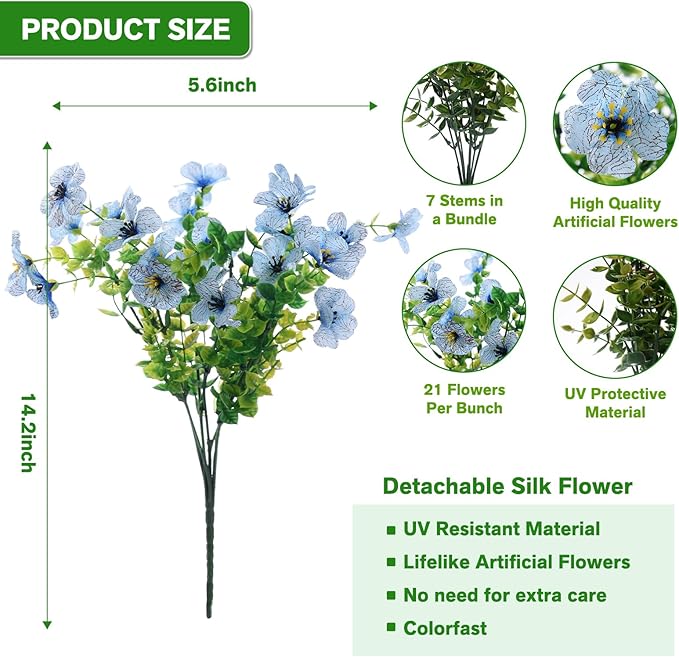 Artificial Flowers for Outdoor Indoor, Silk Flowers No Fade Fake Plastic - Image 7