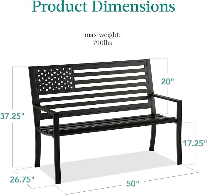 Best Choice Products Outdoor Bench 2-Person Steel Indoor/Outdoor Bench - Image 2