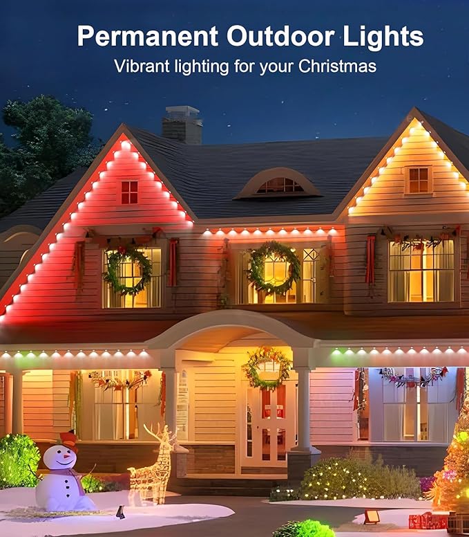300FT Permanent Outdoor Lights for House, Smart Color Change Eaves LED Lights - Image 2