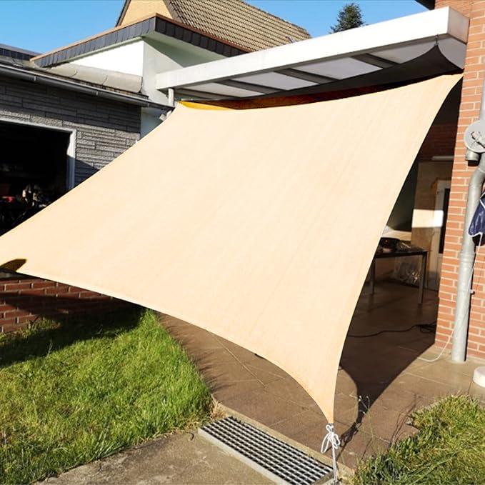 KANAGAWA 24'X24' Cream Custom Size Sun Shade Sail Square UV Block Canopy Cover by KANAGAWA