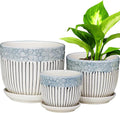 Ceramic Plant Pots Set of 3, 6.75/5.6/4.2 inch Planters by Hlukana