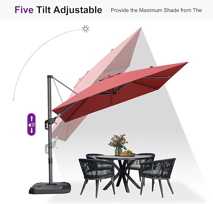PURPLE LEAF 9 Feet Square Cantilever Umbrella Patio Umbrella - Image 6