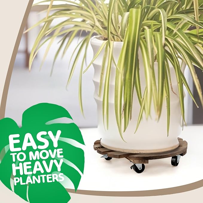 2 Pack Plant Stand with Wheels, Plant Caddies with 360° Lockable Smooth Sliding - Image 4