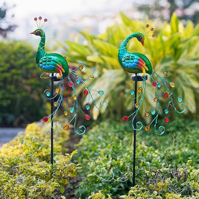 DREAMSOUL 2 Pack Peacock Solar Lights Outdoor, Tall Waterproof LED Outdoor - Image 4
