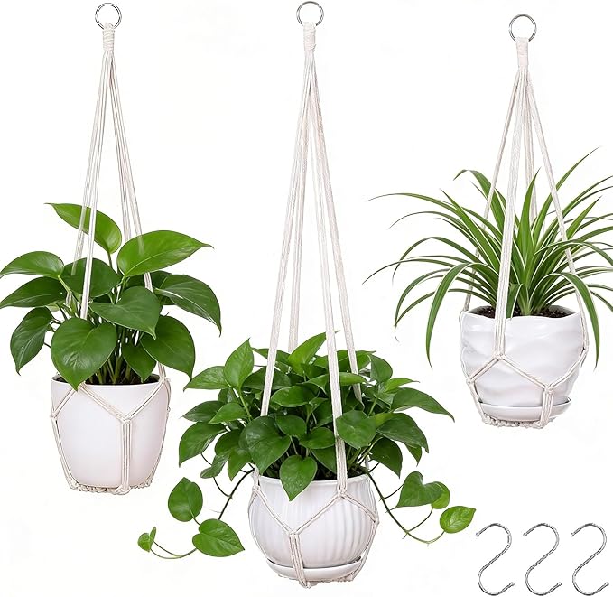 YIBOT 3 Pack Macrame Plant Hanger Indoor Hanging Planter by YIBOT