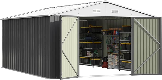 Patiowell 10x14 FT Outdoor Storage Shed, Large Metal Garden Shed - Image 2