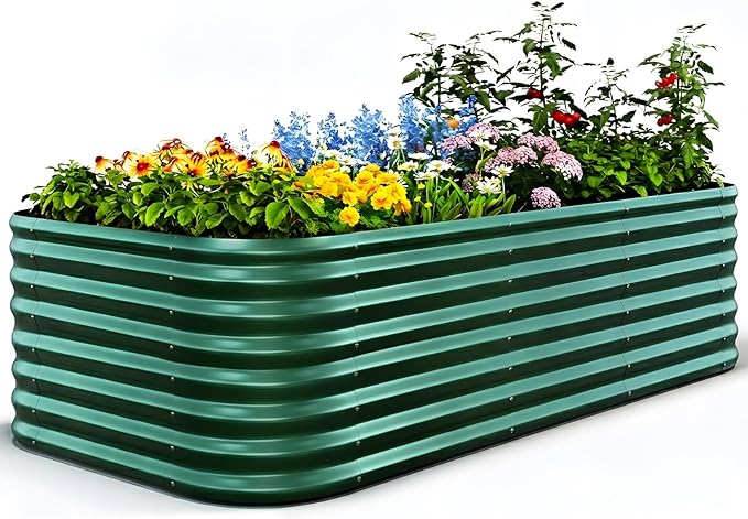 Quictent Galvanized Raised Garden Bed Kit, Strengthened by Crossbar, Dark Green by QUICTENT