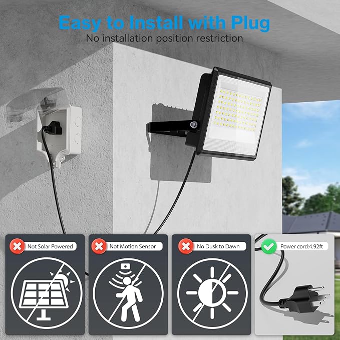 Olafus 2 Pack 150W LED Flood Light Outdoor, 15000LM Super Bright Work Lights - Image 2