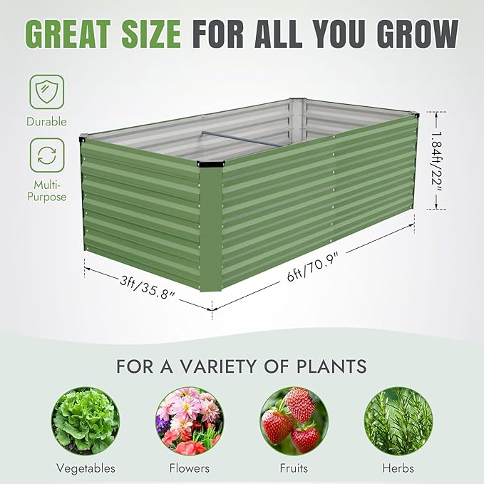 INNO STAGE 6x3x2ft Galvanized Raised Garden Bed, Raised Garden Bed Kit-Metal - Image 5