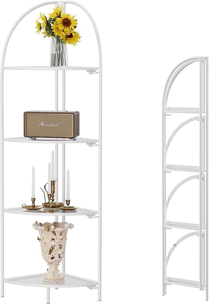Crofy Foldable 4 Tier Corner Shelf, Metal Corner Plant Stand by CrofyLLC