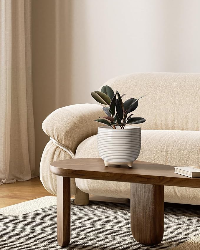 LE TAUCI Ceramic Plant Pots, 5.1 + 6.4 Inch Footed Pots - Image 2