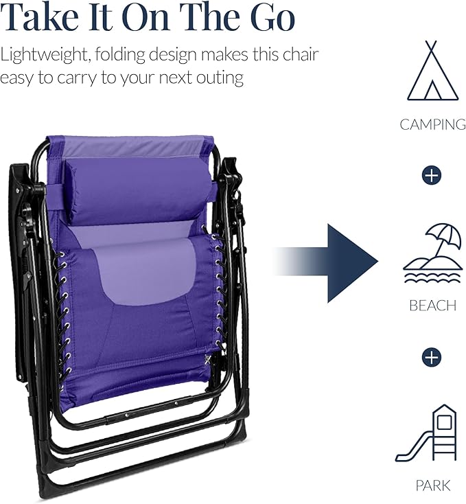 Best Choice Products Oversized Padded Zero Gravity Chair, Folding Outdoor Patio - Image 5
