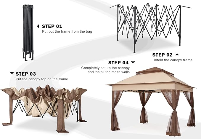 COOSHADE 11x11 Pop Up Gazebo Tent Outdoor Canopy Patio Shelter - Image 5