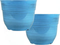 Garden Elements Indoor/Outdoor Glazed Brushed Happy Plastic Planter, Bright Blue by GardenElements