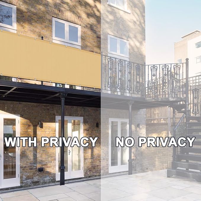 LOVE STORY Balcony Privacy Screen, 3.3' x19.7' Sand Deck Shield Screen Fence - Image 4