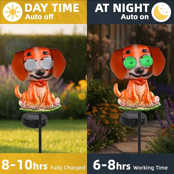 Dog Solar Garden Stakes with Cute Moving Eyeball Lights - Image 3